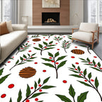 Green Leafy Branches Red Berries Orb Rug