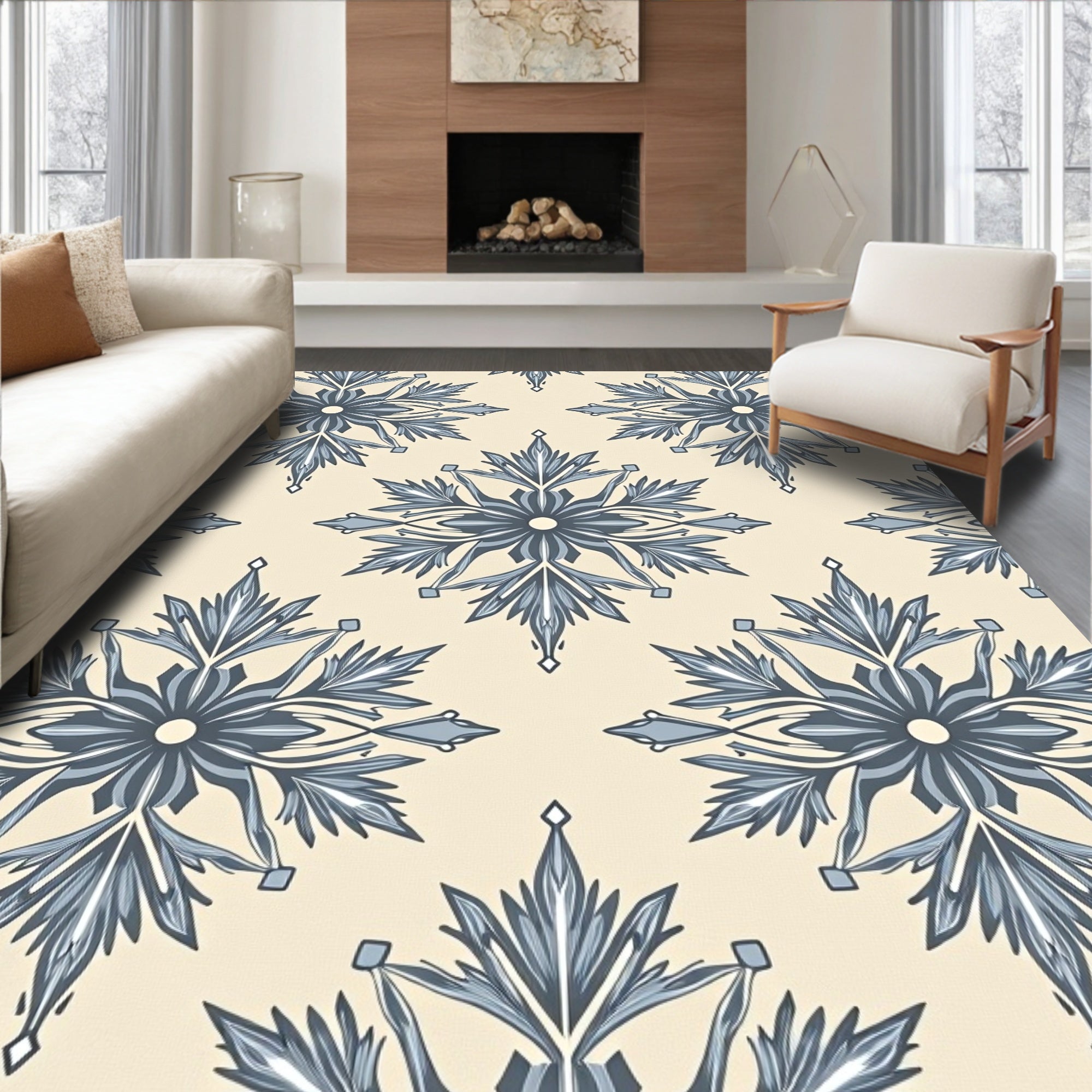 Blue Ivory Laurel Medallion Rug