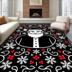 Festive Santa Snowflakes Red Berries Art Rug
