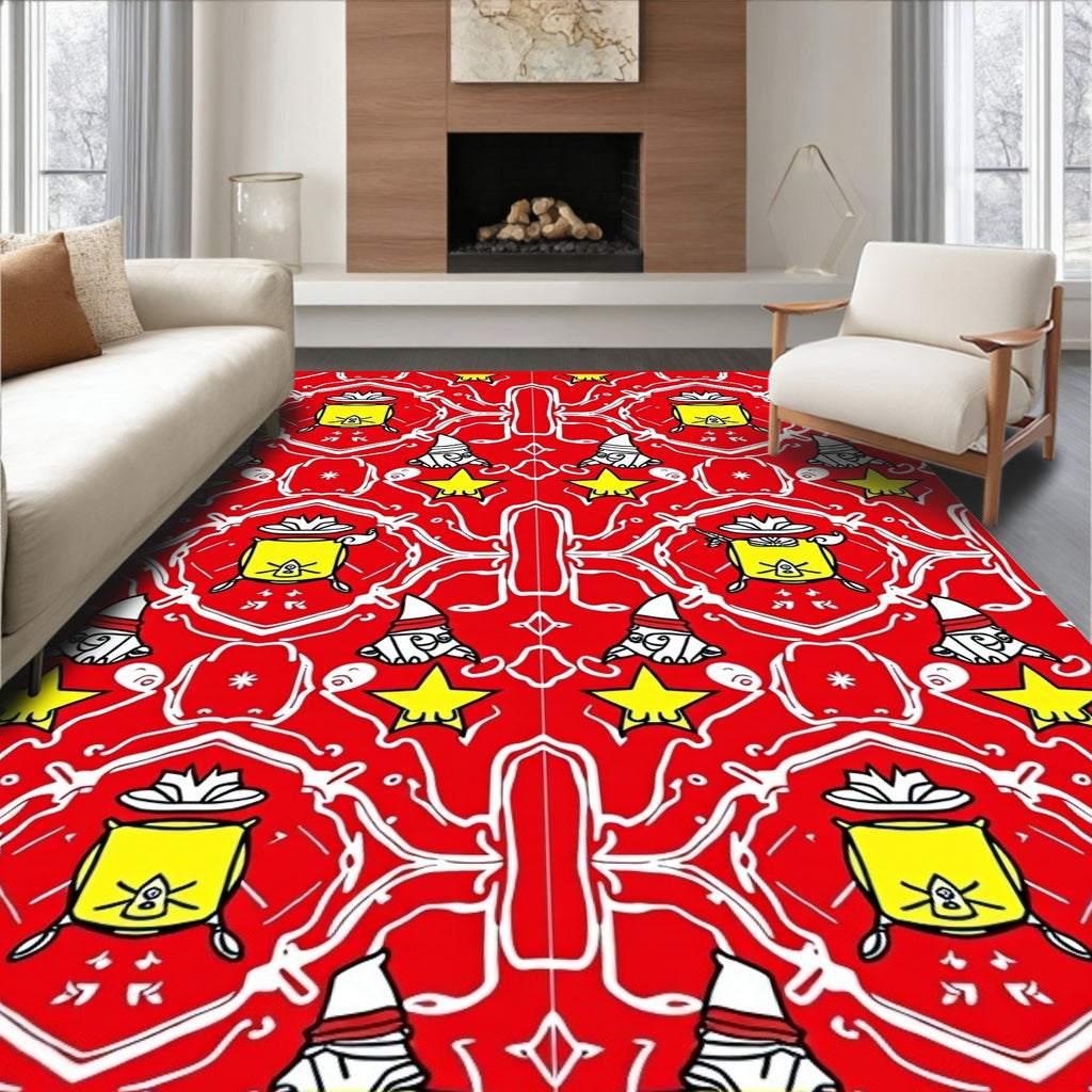 Red Yellow Gnomes Starlight Art Rug