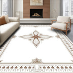 Brown Medallion Floral Border Rug