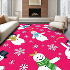 Charming Snowmen Festive Hot Pink Snowflakes Rug