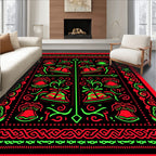Festive Red Green Bell Garland Rug