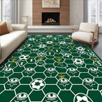 Green White Football Mosaic Hexagonal Rug