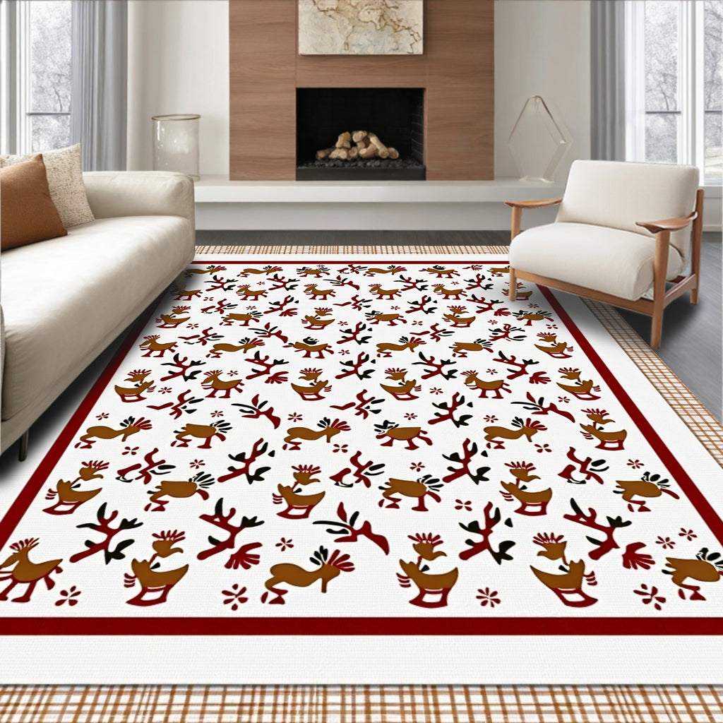 Whimsical Red Deer Woodland Animals Rug