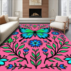 Whimsical Butterfly Garden Pink Rug
