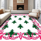 Pink Evergreen Boughs Border Rug