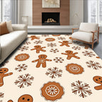 Cheerful Gingerbread Snowflakes Holiday Rug