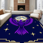 Purple Bird Moon Stars Art Deco Rug