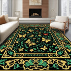 Black Yellow Green Butterfly Garden Rug