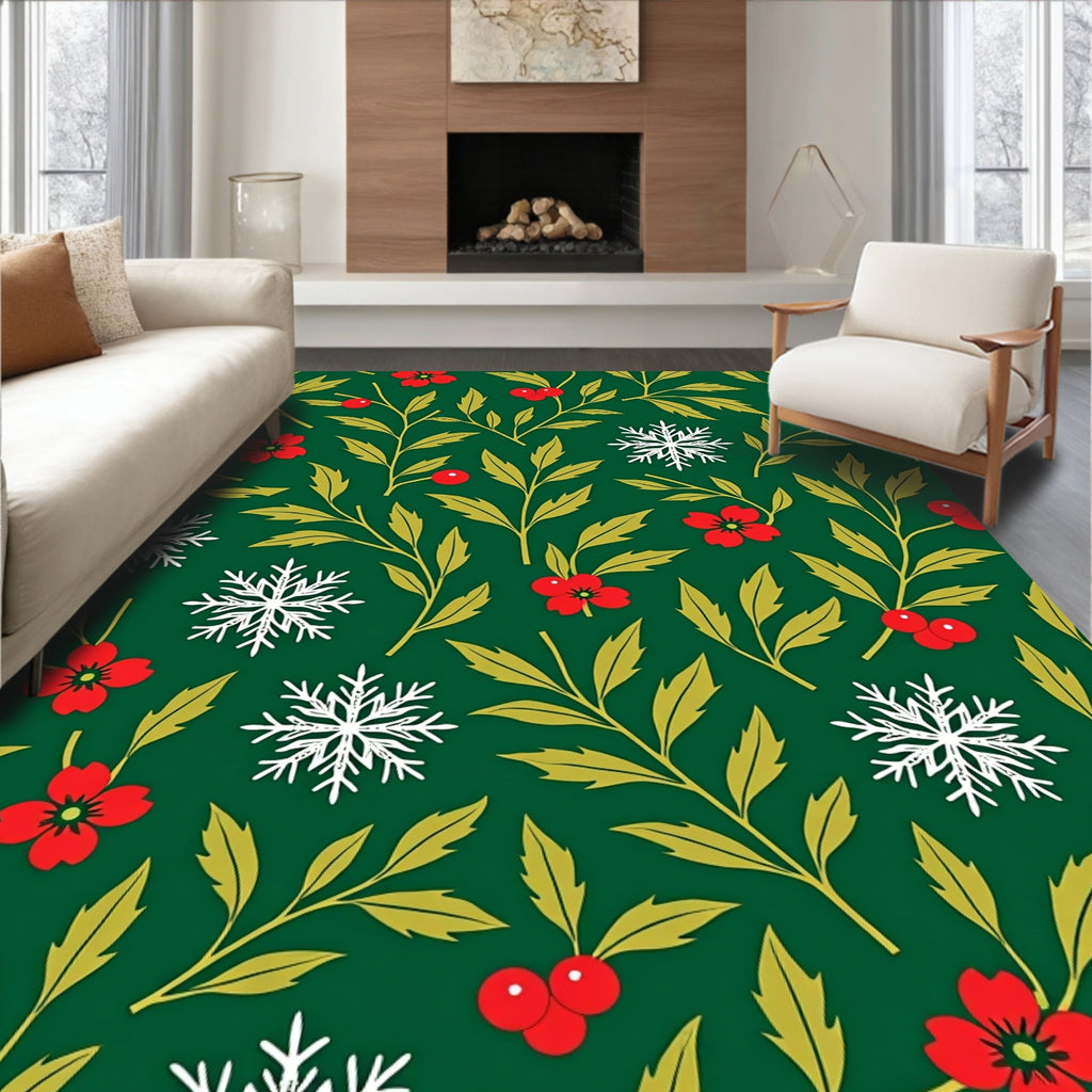 Winter Berry Snowflake Collage Rug
