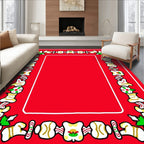 Crimson Repeating Whimsical Flower Border Rug