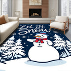 Charming Snowman Winter Forest Scene Rug