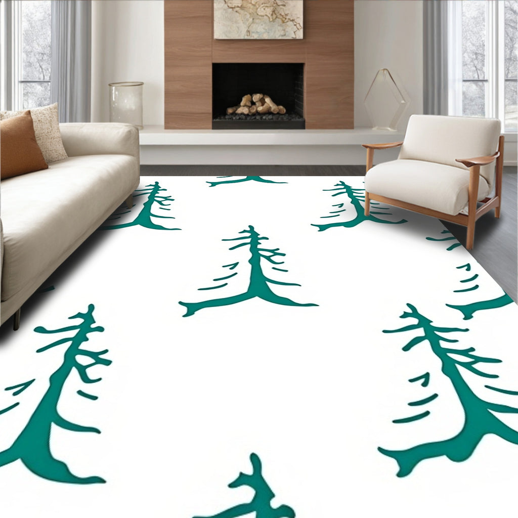 Deep Teal Pine Forest Repeat Rug