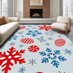 Red Blue Snowflake Candy Collection Rug