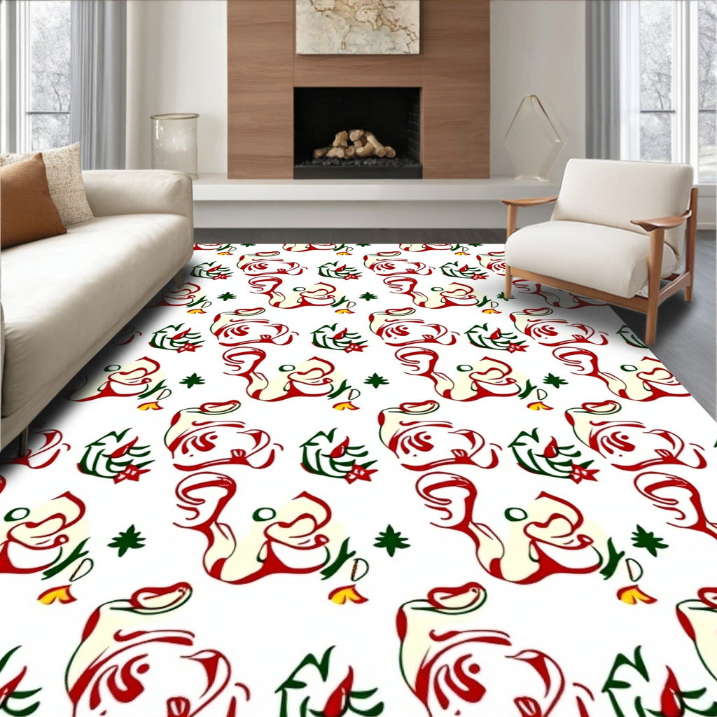 Red Cream Abstract Swirl Medallion Rug