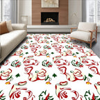 Red Cream Abstract Swirl Medallion Rug