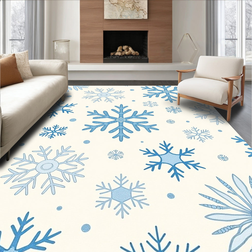 Arctic Blue Snowflake Scatter Rug