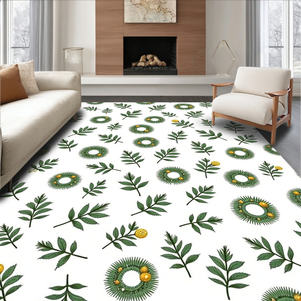 Green Laurel Wreath Yellow Berry Rug