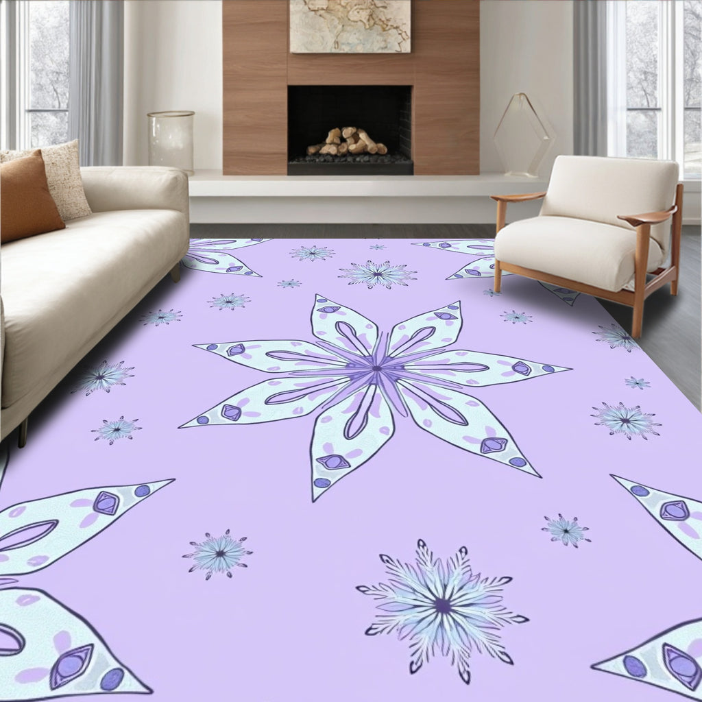 Lavender Purple Starburst Floral Bloom Rug