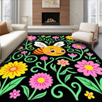 Whimsical Bee and Floral Garland Rug