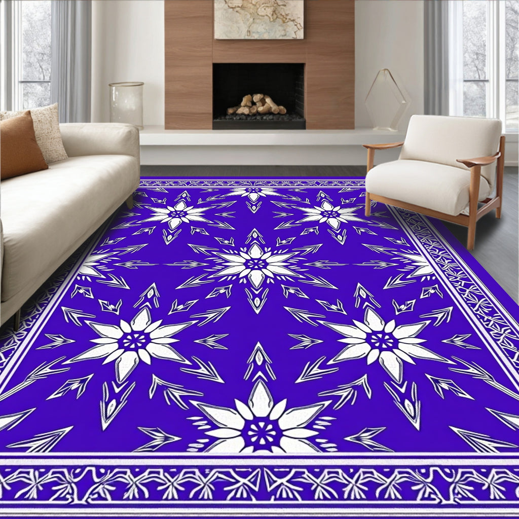 Bold Blue Geometric Starburst Rug