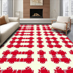 Red Checkered Square Fabric Rug
