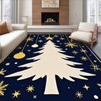 Gold Snowflake Christmas Tree Night Sky Rug
