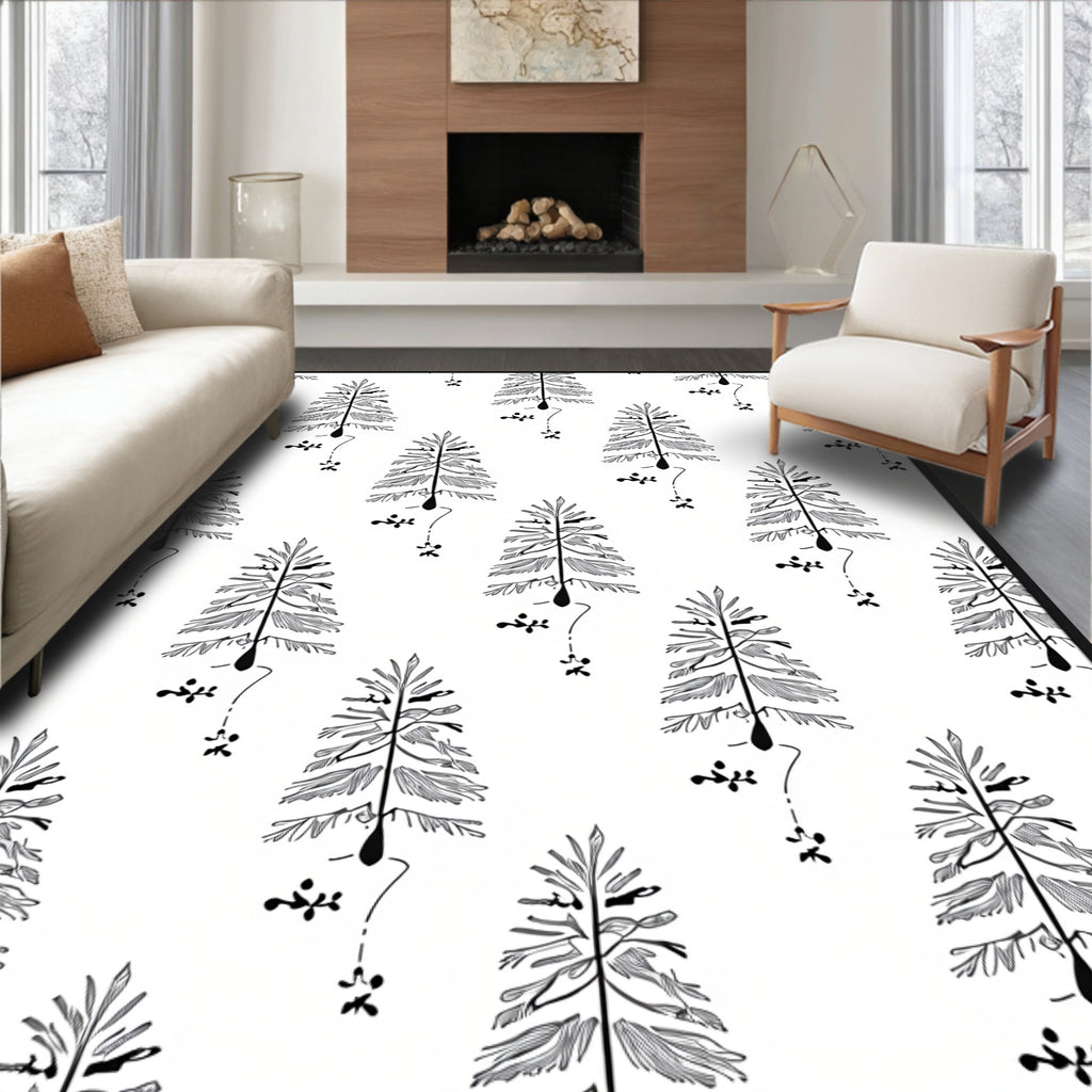 Simple Black Pine Tree Scatter Rug