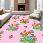 Whimsical Pink Cartoon Monster Garden Rug