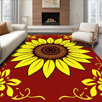 Golden Yellow Sunflower Mandala Art Rug