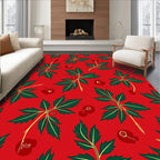 Crimson Red Botanical Berry Branches Rug
