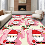 Cute Santa Claus Christmas Holly Rug