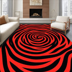 Vibrant Red Black Swirl Rug