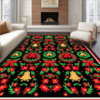 Traditional Red Green Gold Christmas Wreath Rug
