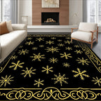Golden Winter Snowflake Border Rug