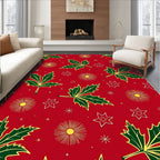 Festive Red Holly Starburst Cluster Rug