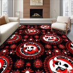 Bold Red Cartoon Sun Medallion Rug