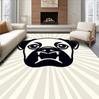 Black White Pug Burst Rug