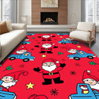 Festive Red Santa Elves Truck Companions Rug