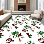 Whimsical Red Green Character Flourish Rug