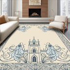 Pale Blue Gothic Castle Swirls Rug