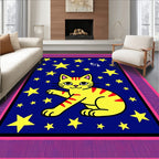 Yellow Cat Among Yellow Stars Rug