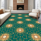 Golden Sunburst Teal Medallion Rug
