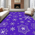 Winter Snowflakes Purple White Abstract Rug