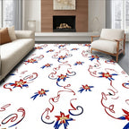 Red Blue Star Spirals Rug