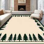 Dark Green Pine Forest Border Rug