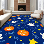 Spooky Blue Pumpkin Ghost Star Rug