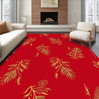Red Gold Botanical Branch Arrangement Rug