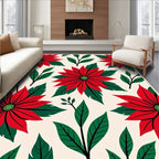 Red Poinsettia Floral Arrangement Rug